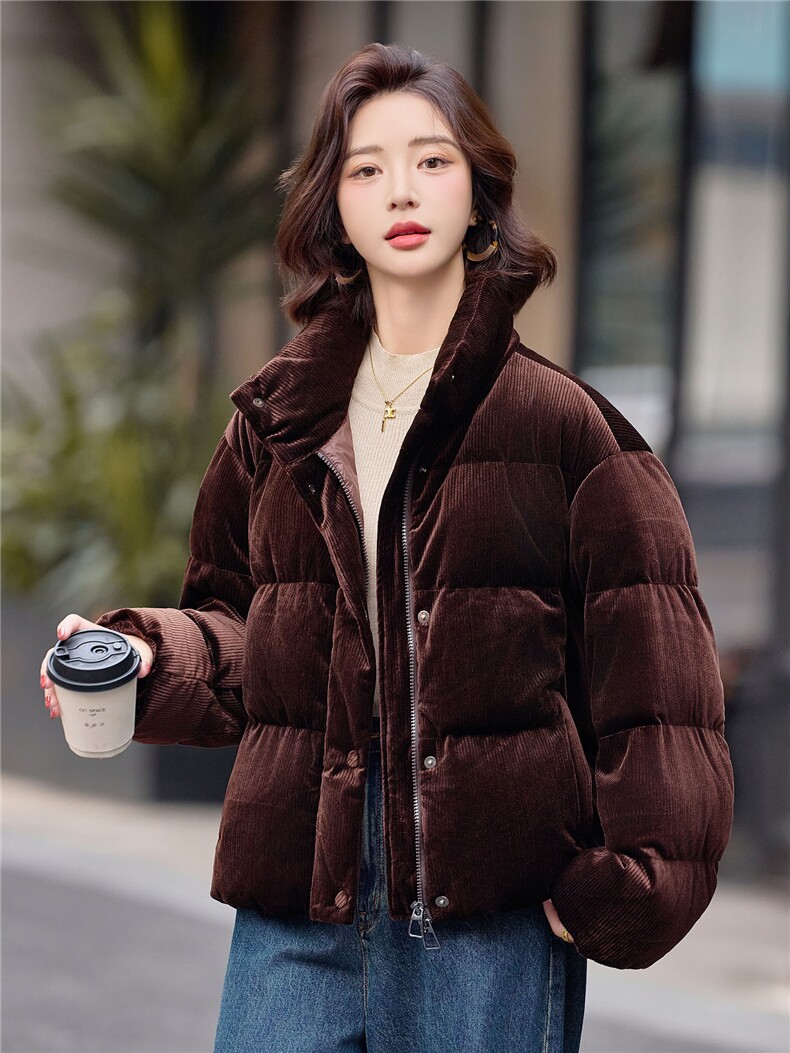 立领短款面包服羽绒服女2025冬季新款小个子加厚保暖巨好看外套,女装羽绒服,靓衣阁
