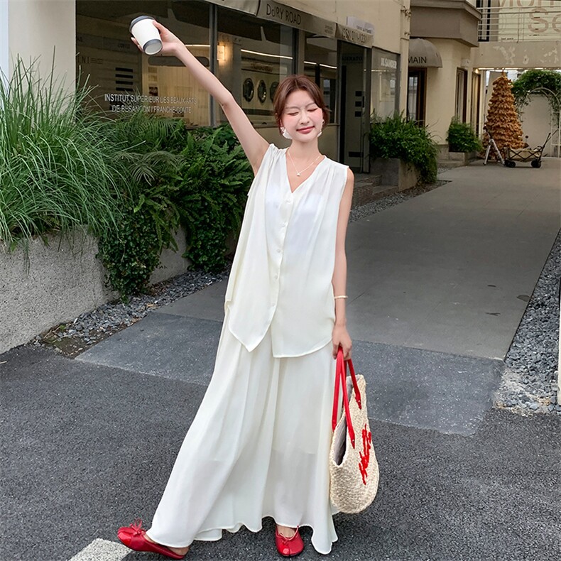 高级感御姐气质v领马甲半身裙两件套女2025夏季新款法式收腰显瘦,女装套装/套裙,浙宝305