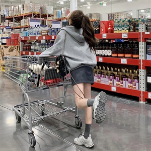 新款灰色连帽空气棉外套显瘦百搭休闲短款女装图片
