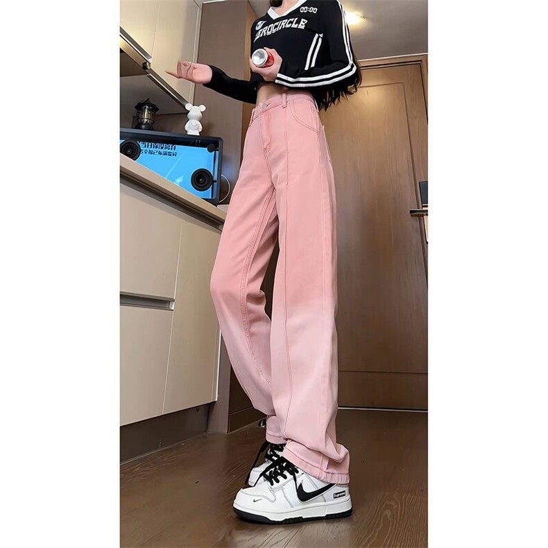 百搭时尚个性长裤日系Hiphop宽松直筒渐变色牛仔裤K619TP45控75,男装牛仔裤,电商A102B