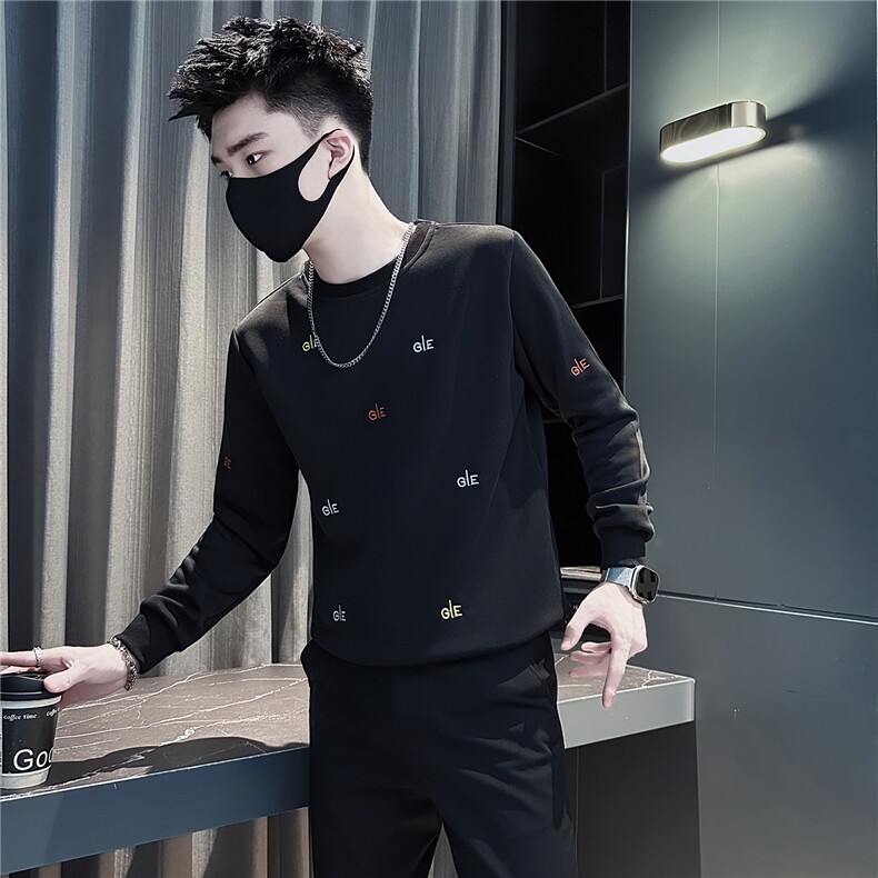 痞帅小字母刺绣卫衣男社会小伙店主风301C-WY55-P58控78,男装卫衣,星座301C（原B323）