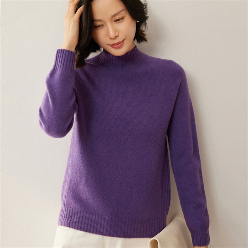 秋冬新款半高领羊毛加厚毛衣女内搭软糯亲肤针织打底衫,女装羊毛衫,昭美羊绒