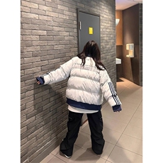 潮棉服外套男女情侣学院风美式复古条纹棉衣外套H995-P85网图，男装棉衣，电商B245