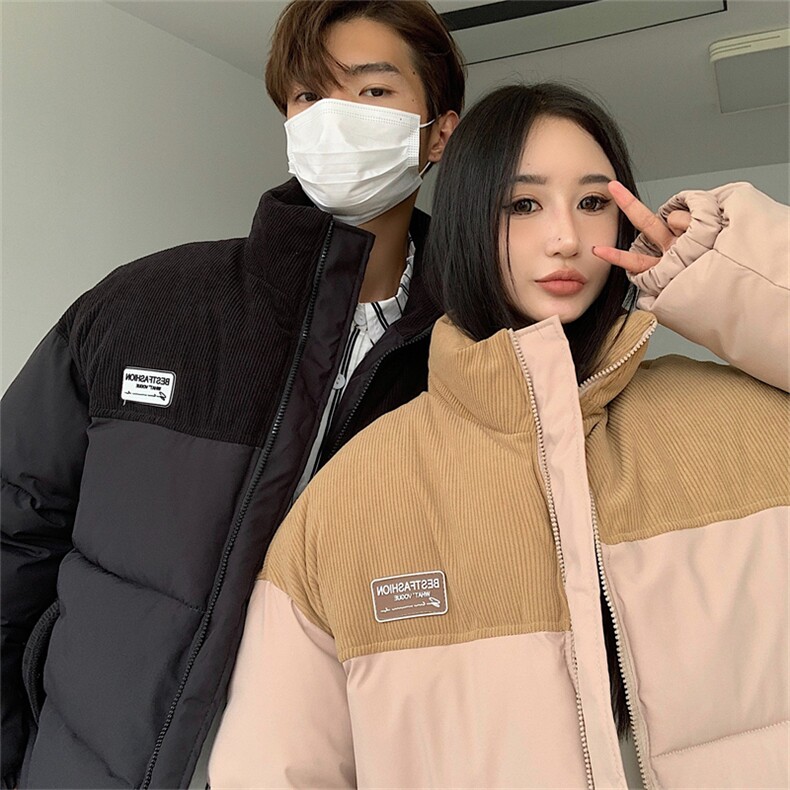 1506/MY97/P75王鹤棣同款灯芯绒拼接宽松男女刺绣情侣棉衣3,男装棉衣,星座1506