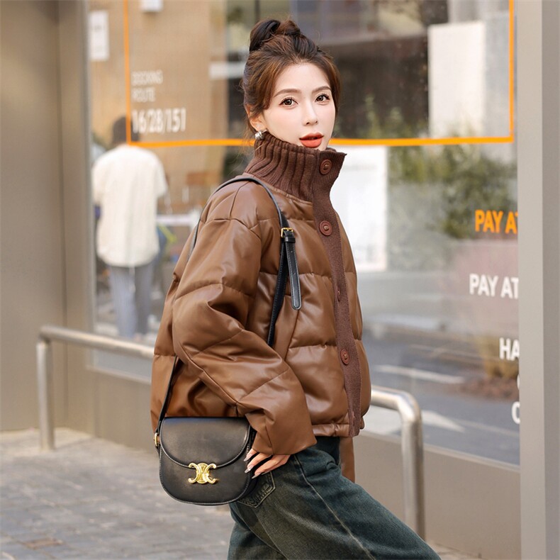 【BAO款现货】美拉德pu蛋白皮衣羽绒服女冬2025新款小个子白鸭绒,女装羽绒服,意芙