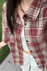 特批P28无差价2025夏季新款美式复古格子短袖大码衬衫男CD5490，男装衬衫，电商A001-1