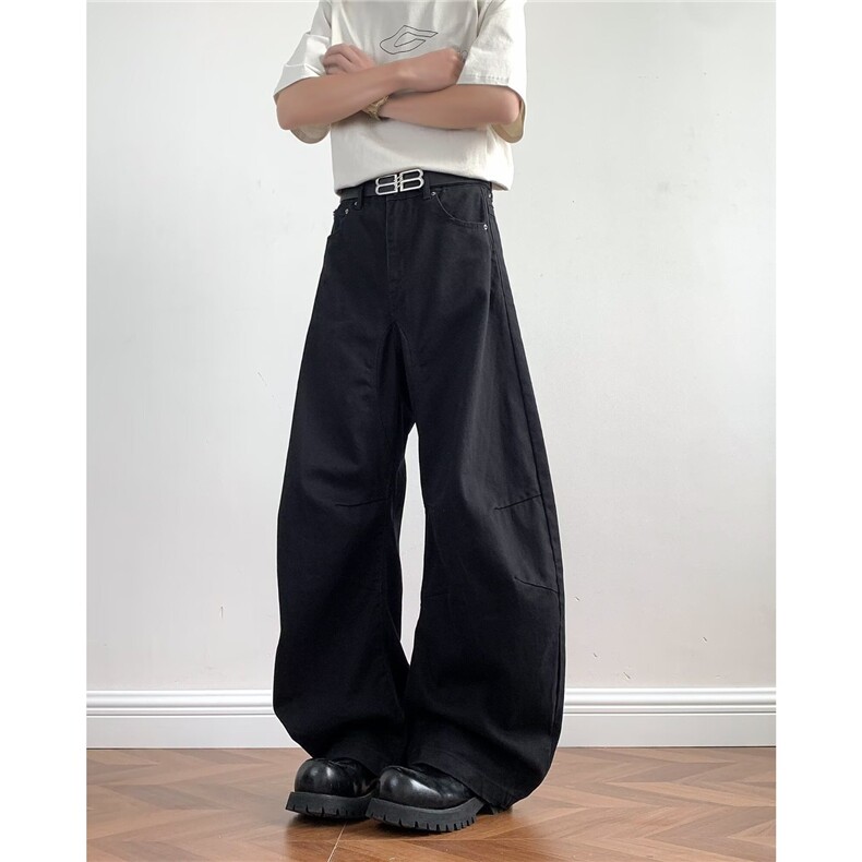 美式高街设计感工装裤宽松复古休闲裤男秋季潮牌阔腿裤vibe弯刀裤，男装工装外套，星座1109-1