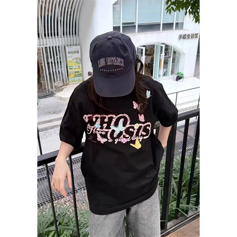 万针全刺绣工艺抖音得物高品质260克重磅纯棉双纱美式高街短袖T恤,男装T恤,电商A486