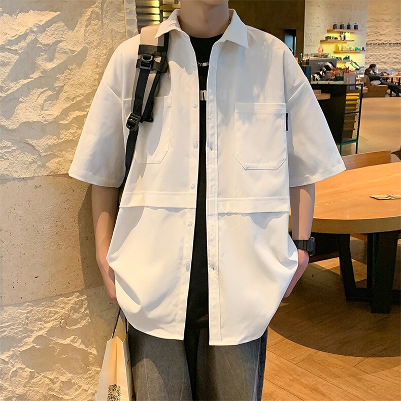 24年港风夏款工装宽松短袖衬衫男CS102P45,男装衬衫,星座1204-3