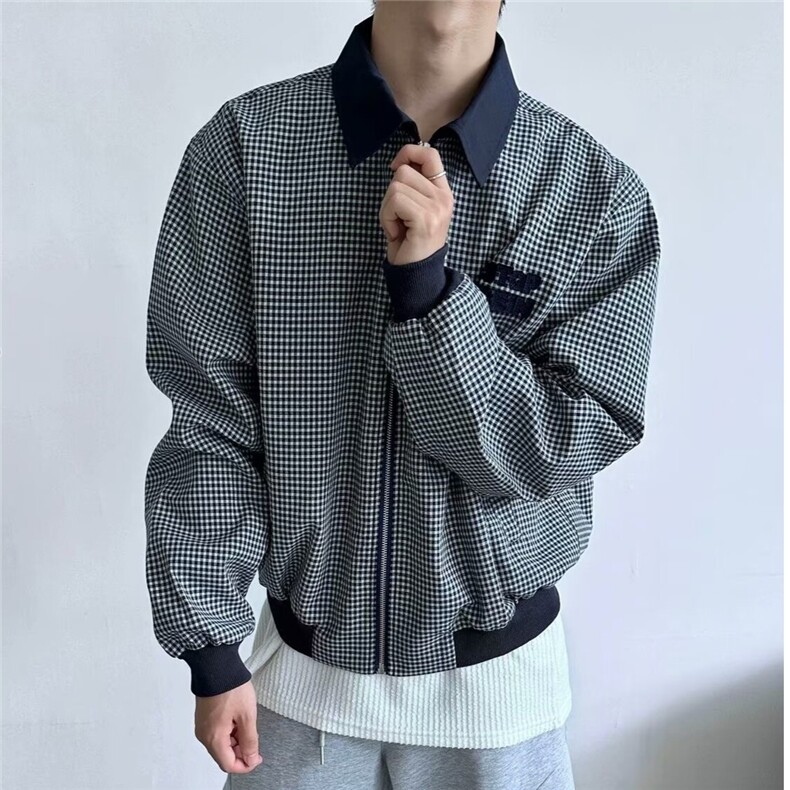 美式黑白千鸟格纹短外套男秋季新款休闲夹克潮JK727-P60,男装夹克,星座208-5