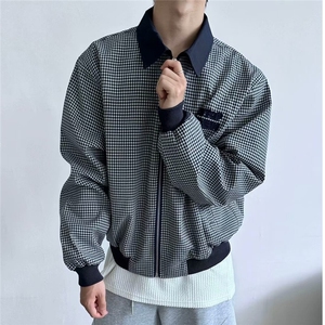 美式黑白千鸟格纹短外套男秋季新款休闲夹克潮JK727-P60图片