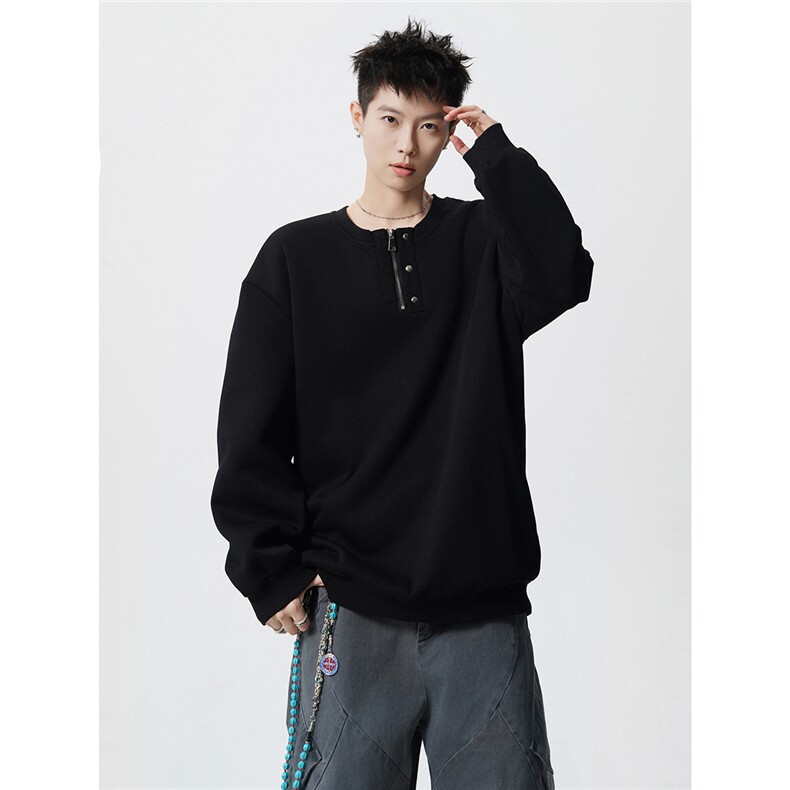 HW2515-特P45控78面布54.2棉45.8聚酯圆领领情侣卫衣宽松外套男图片