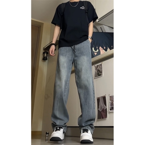 星空纹牛仔裤2025新款男宽松休闲长裤青少年百搭直筒裤GJ359 P45图片