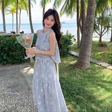 时尚套装长裙东方洛可可甜辣千金风慵懒风欧美风碎花显瘦气质夏季，女装套装/套裙，2C232