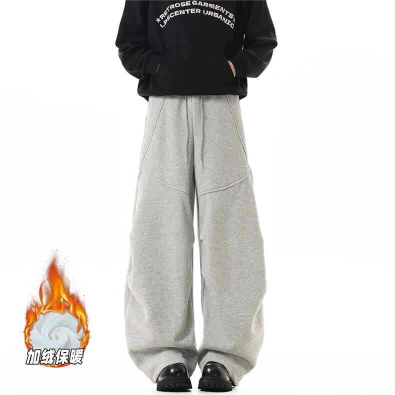 YK358特P42加绒48无影墙冬季加绒加厚褶皱弯刀卫裤休闲运动裤，男装休闲裤，电商A249