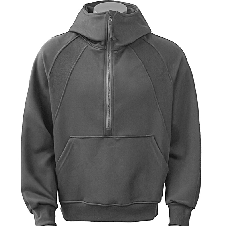 抖音得物二开美式重磅宽松结构拉链设计防风高领连帽卫衣外套W76，男装卫衣，电商A486