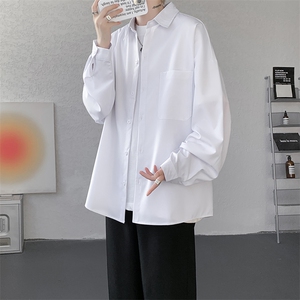 衬衫男秋季新款港风宽松纯色口袋款长袖衬衣CS151-P30图片