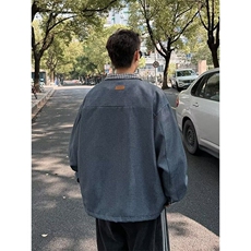 美式复古千鸟格拼接假两件cleanfit外套男秋设计感宽松高级感夹克，男装夹克，星座506A