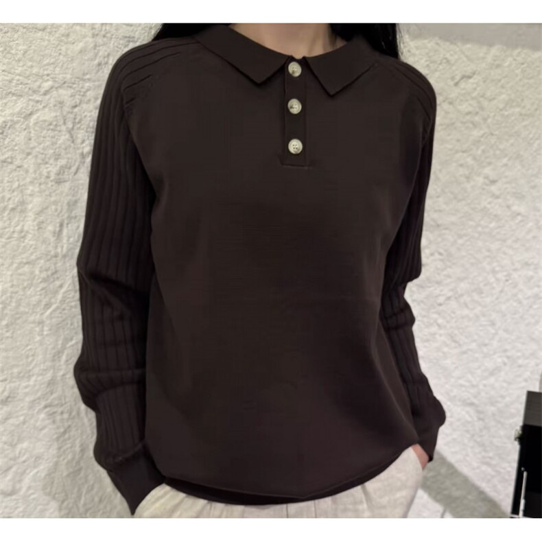 复古老钱风插肩袖竖条纹肌理感长袖针织POLO衫情侣毛衣C67082/P65，男装Polo衫，电商A243