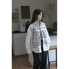 【有货】白色衬衫男女款设计感高级感美式字母长袖衬衣1288HH-P39，男装衬衫，星座1007（原301D）