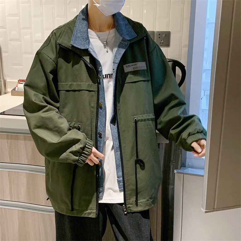 模特-假两件工装外套男春秋潮牌夹克7182-P68,男装夹克,电商B380（原B361）