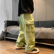 01纯色工装裤男时尚简约宽松直筒大口袋休闲裤XZ211-1-K2202-P65，男装工装外套，星座211-1