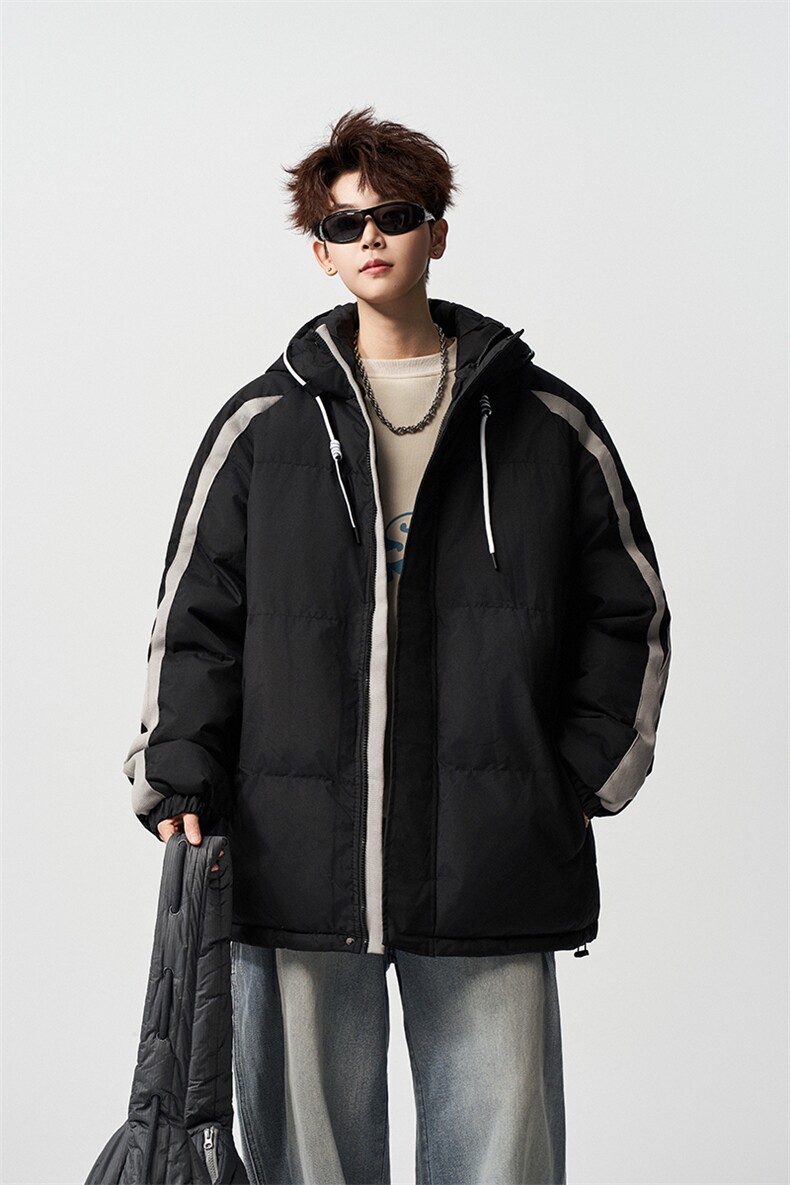 有长图冬季撞色保暖羽绒棉衣服男潮宽松连帽棉袄外套MF00830/P100,男装棉衣,电商B316