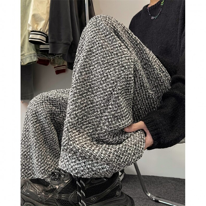 现货A165-K8329-P6588高品质小香风粗毛呢阔腿裤休闲裤,男装休闲裤,电商A165
