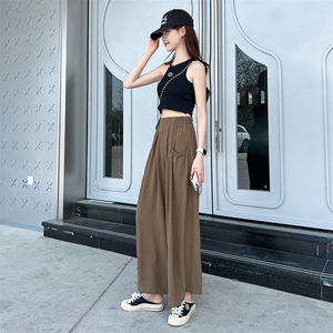 阔腿裤女2025新款夏季时尚薄款休闲褶皱高腰垂感宽松慵懒山本图片