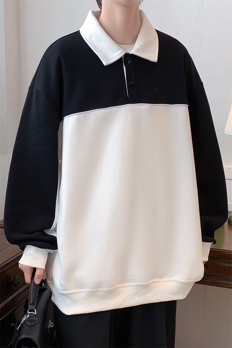 春装新品撞色拼接卫衣男女同款学生简约宽松衬衫WY021-P70控价98,男装卫衣,电商A441-1