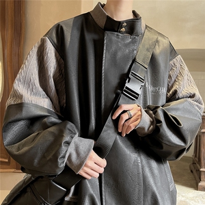 港风肩膀民族风大码M-5XL夹克男情侣皮衣男女外套JK8756P110控149图片