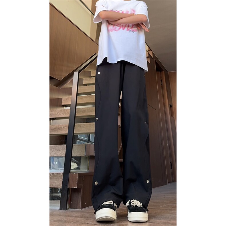 特批35夏季百搭宽松排扣裤男聚酯纤维（涤纶）97%氨纶3%,男装休闲裤,电商基地A086