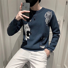 毛衣男潮流卡通熊毛衣MS220P40，男装针织衫/毛衣，星座1116-2