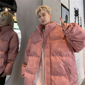 港风PU皮复古做旧设计钢印棉衣男MY77096P130控198抖控228图片