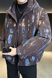 90新标2025冬季新款保暖时尚迷彩连帽鸭绒羽绒服男YR9136-P299图片