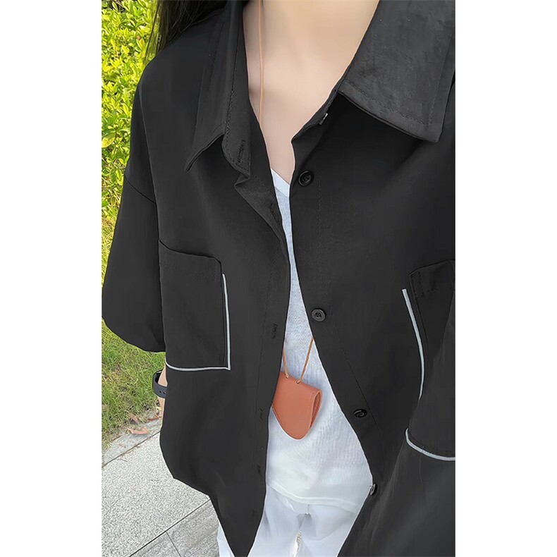 特批P38无差价夏季美式潮流刺绣多口袋大码翻领短袖衬衫男CD5506，男装衬衫，电商A001-1