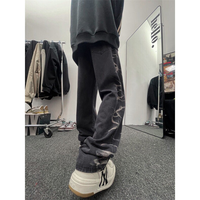 欧美hiphop直筒牛仔裤美式复古阔腿裤垂坠感xz310a-4-nz15,男装牛仔裤,星座310A-4