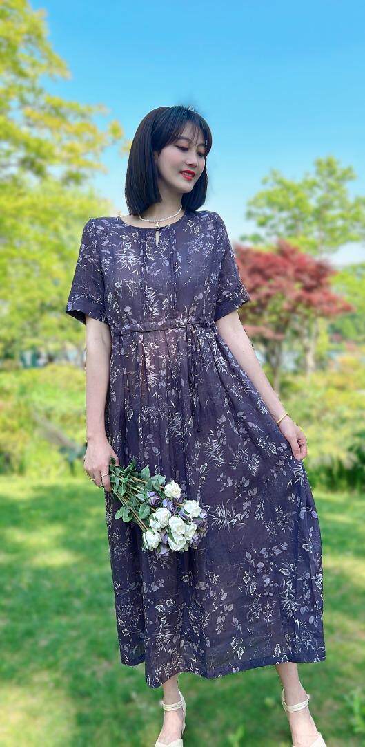 纯苎连衣裙小衫裤子裙子衬衣 时尚风 风淑女风休闲风，女装连衣裙，川哲