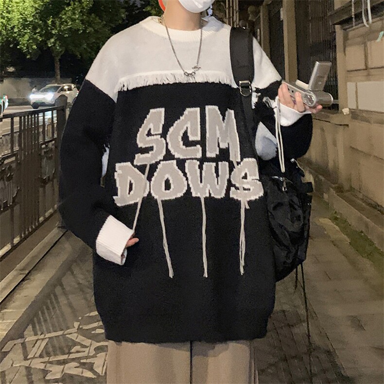 M181/P70秋冬新款个性设计感毛衣男百搭宽松潮流针织衫上衣外套图片