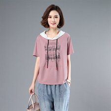 T恤短袖韩版抽象图案百搭个性潮流新款，女装T恤，独衣靓
