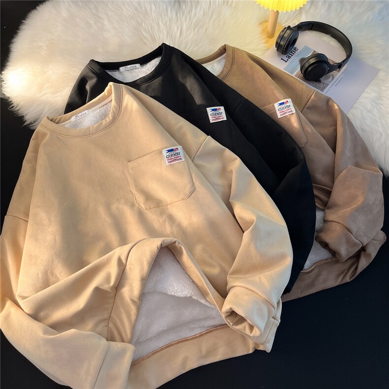 秋冬卫衣男港风复古美式中性风麂皮绒加绒加厚1016-1Y30P48K65,男装卫衣,星座1016-1（原电商B408-1）