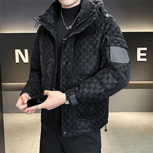 字母暗花贴标PU皮羽绒服外套男上衣 控劵后288 A329-YR9863-P205图片