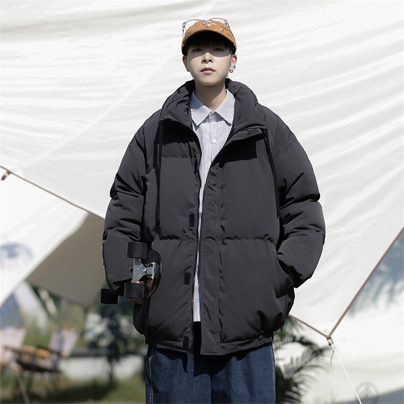 日系复古宽松立领加厚服冬季保暖纯色工装衣外套男W6200-P82,男装棉衣,星座512-3