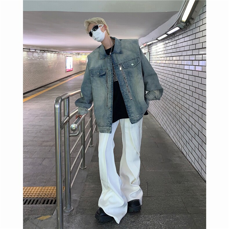 DW053-P78新款2024复古水洗牛仔外套男宽松盐系长袖上衣酷潮ins,男装夹克,星座603-2