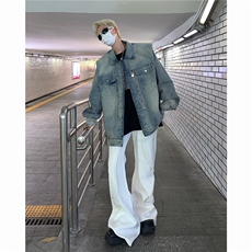 DW053-P78新款2024复古水洗牛仔外套男宽松盐系长袖上衣酷潮ins，男装夹克，星座603-2