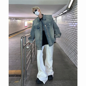 DW053-P78新款2024复古水洗牛仔外套男宽松盐系长袖上衣酷潮ins
