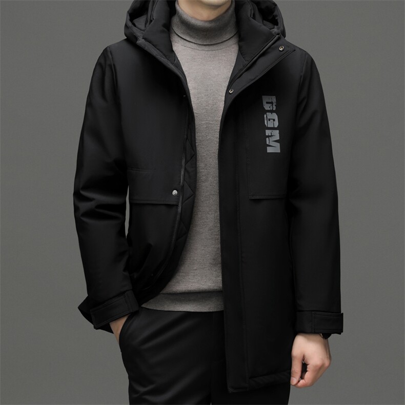 男装中长款羽绒服冬季新款中年保暖休闲上衣男士连帽鹅绒厚款外套,男装羽绒服,电商B212（原钱塘6029）