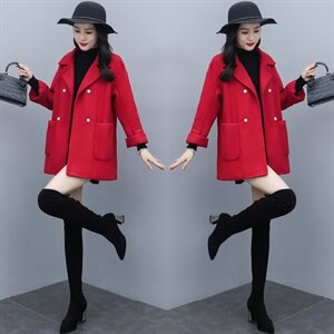 2020年秋冬修身显瘦大毛呢外套女中长款韩版新款图片