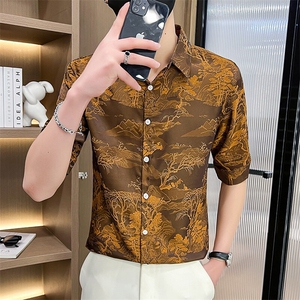 507A-CS535-P48 2025夏装时尚男士七分袖衬衫风衬衣图片