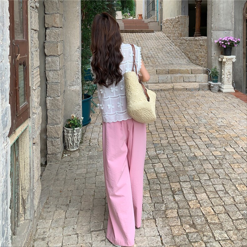 夏季阔腿裤无袖小衫时尚两件套女,女装套装/套裙,秋水欣儿